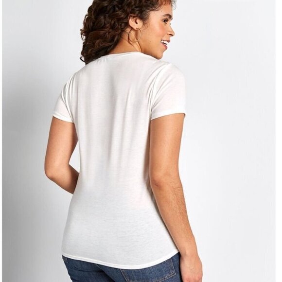 Modcloth White  Open Mind Lace V Neck Top Size‎ XL - Picture 2 of 7